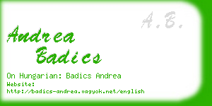 andrea badics business card